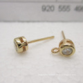 Y0121 Metal Copper Earrings Accessories Gold Round Ear pin CZ Cubic Zirconia Stud Earrings